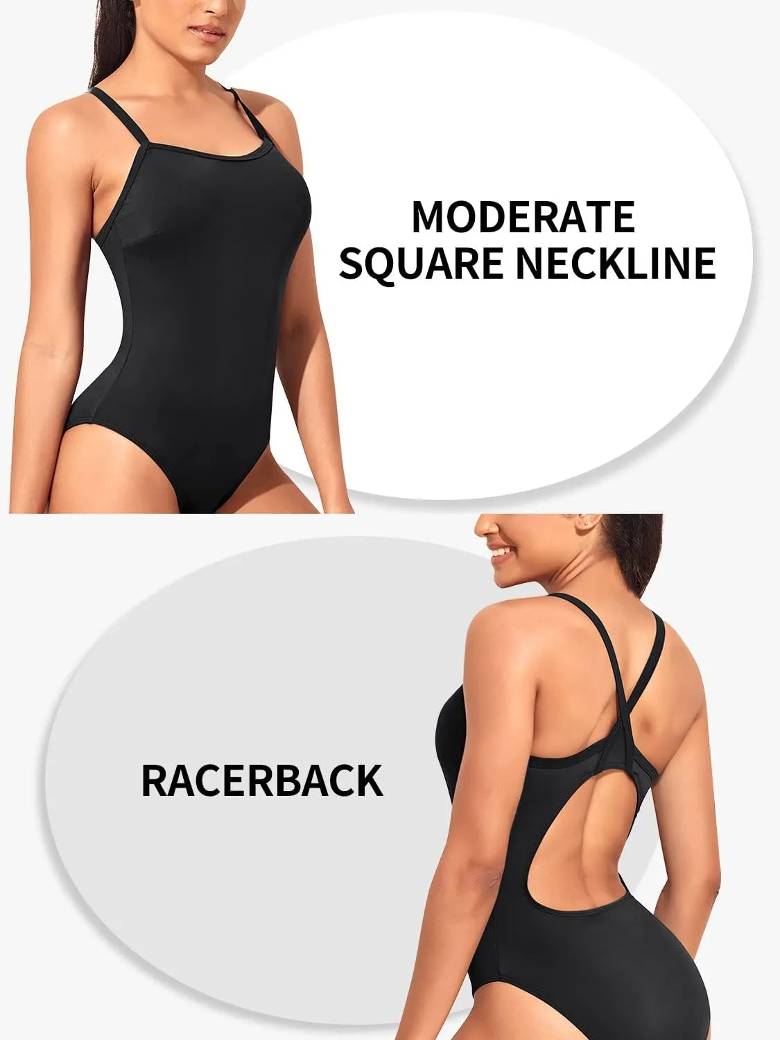Yonique Women's Athletic Swimsuits One Piece Bathing Suit Sport Training Swimwear