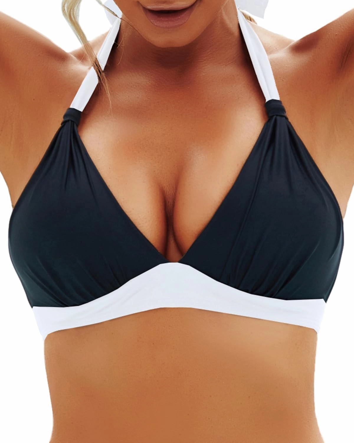 Yonique Women Halter Bikini Top Only Padded Swimsuits Tops Vintage Bathing Suit Top No Bottom