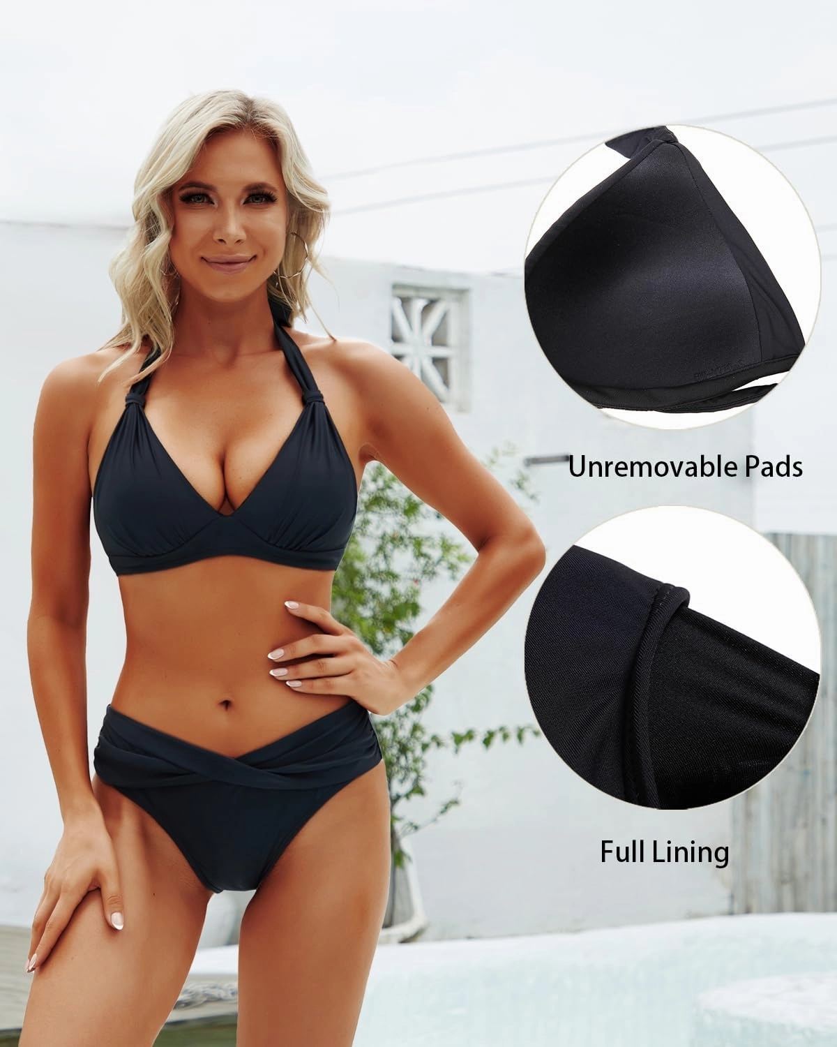 Yonique Women Halter Bikini Top Only Padded Swimsuits Tops Vintage Bathing Suit Top No Bottom