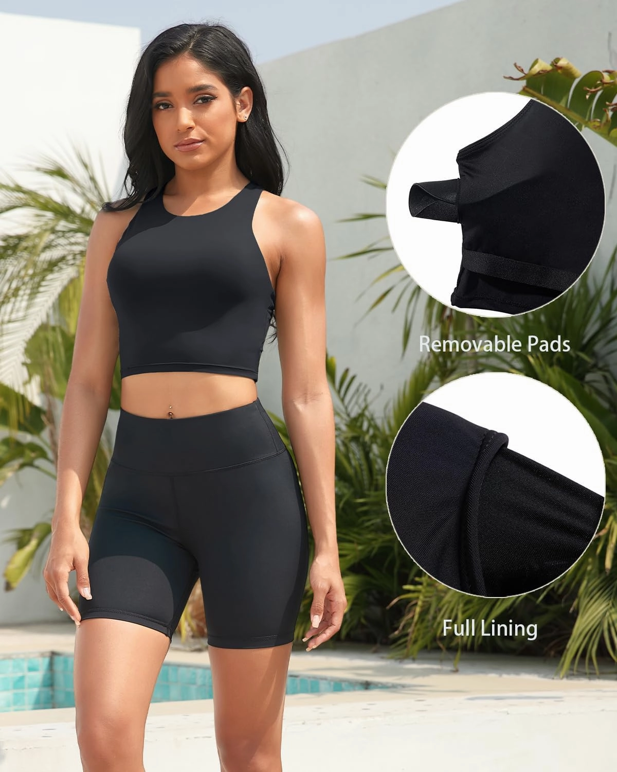 Yonique Women High Waisted Bikini Two Piece Swimsuit Crop Bathing Suits Sporty Swimwear Bikini Set