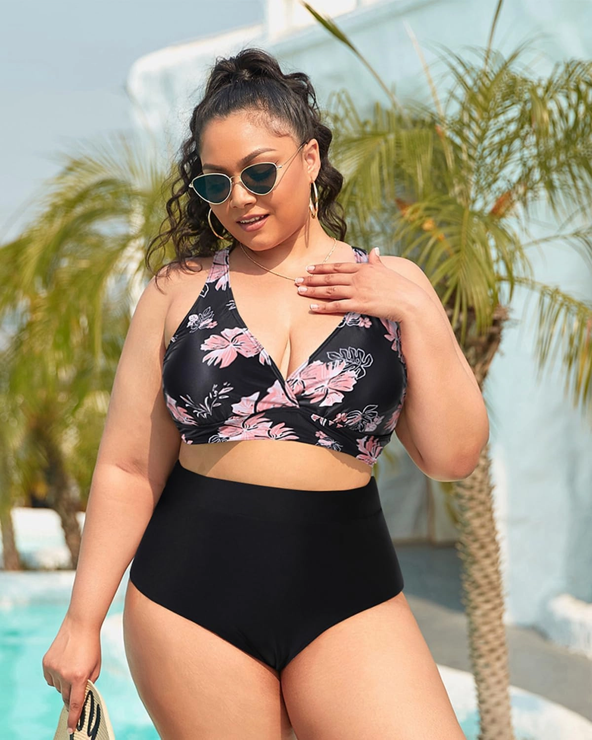Yonique Women Plus Size Bikini Top Large Bust Swim Top Full Coverage Swimsuit Sport Bra Bathing Suit