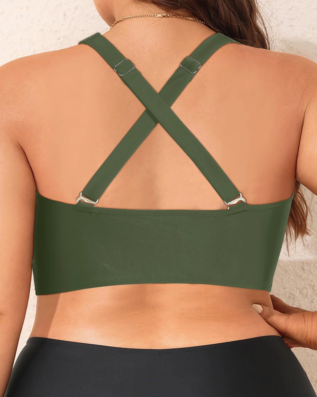 Yonique Women Plus Size Bikini Top Large Bust Swim Top Full Coverage Swimsuit Sport Bra Bathing Suit