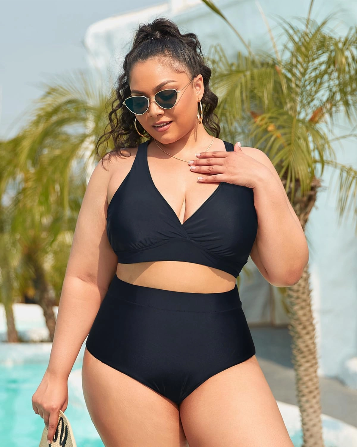 Yonique Women Plus Size Bikini Top Large Bust Swim Top Full Coverage Swimsuit Sport Bra Bathing Suit