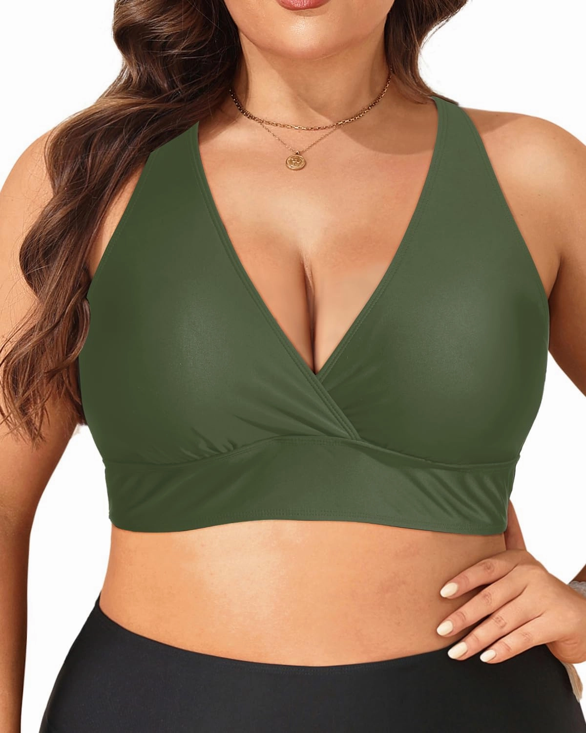 Yonique Women Plus Size Bikini Top Large Bust Swim Top Full Coverage Swimsuit Sport Bra Bathing Suit