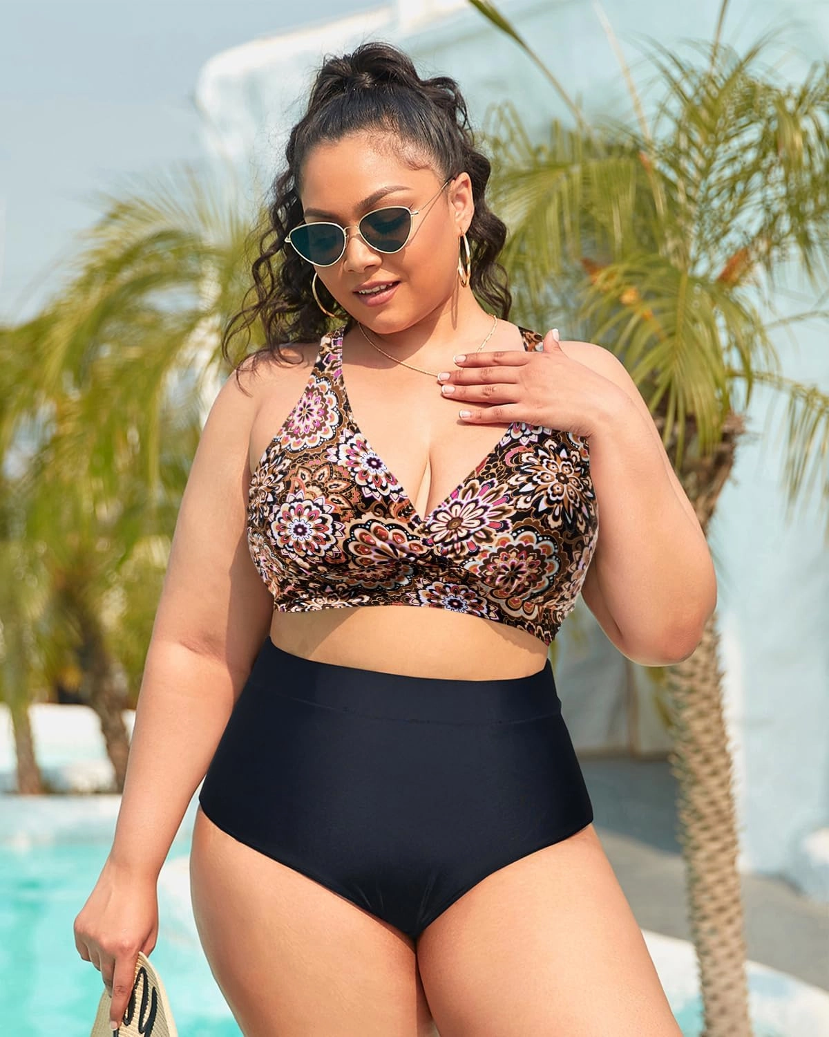 Yonique Women Plus Size Bikini Top Large Bust Swim Top Full Coverage Swimsuit Sport Bra Bathing Suit