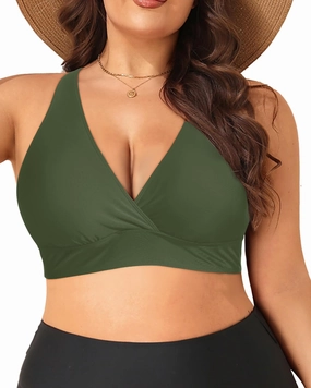 Yonique Women Plus Size Bikini Top Large Bust Swim Top Full Coverage Swimsuit Sport Bra Bathing Suit