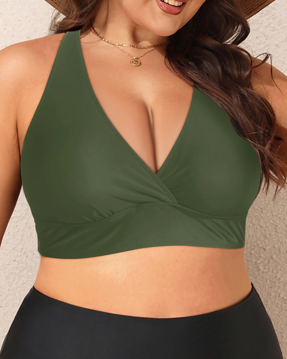 Yonique Women Plus Size Bikini Top Large Bust Swim Top Full Coverage Swimsuit Sport Bra Bathing Suit