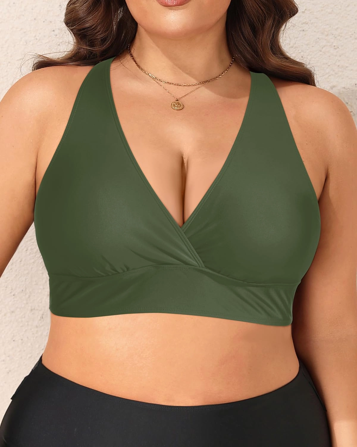 Yonique Women Plus Size Bikini Top Large Bust Swim Top Full Coverage Swimsuit Sport Bra Bathing Suit