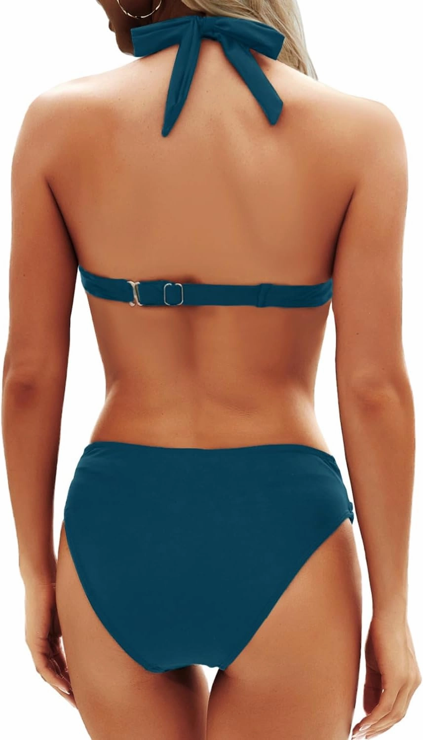 Yonique Women Two Piece Bathing Suits Push Up Bikini Set Halter Swimsuit Vintage Swimwear