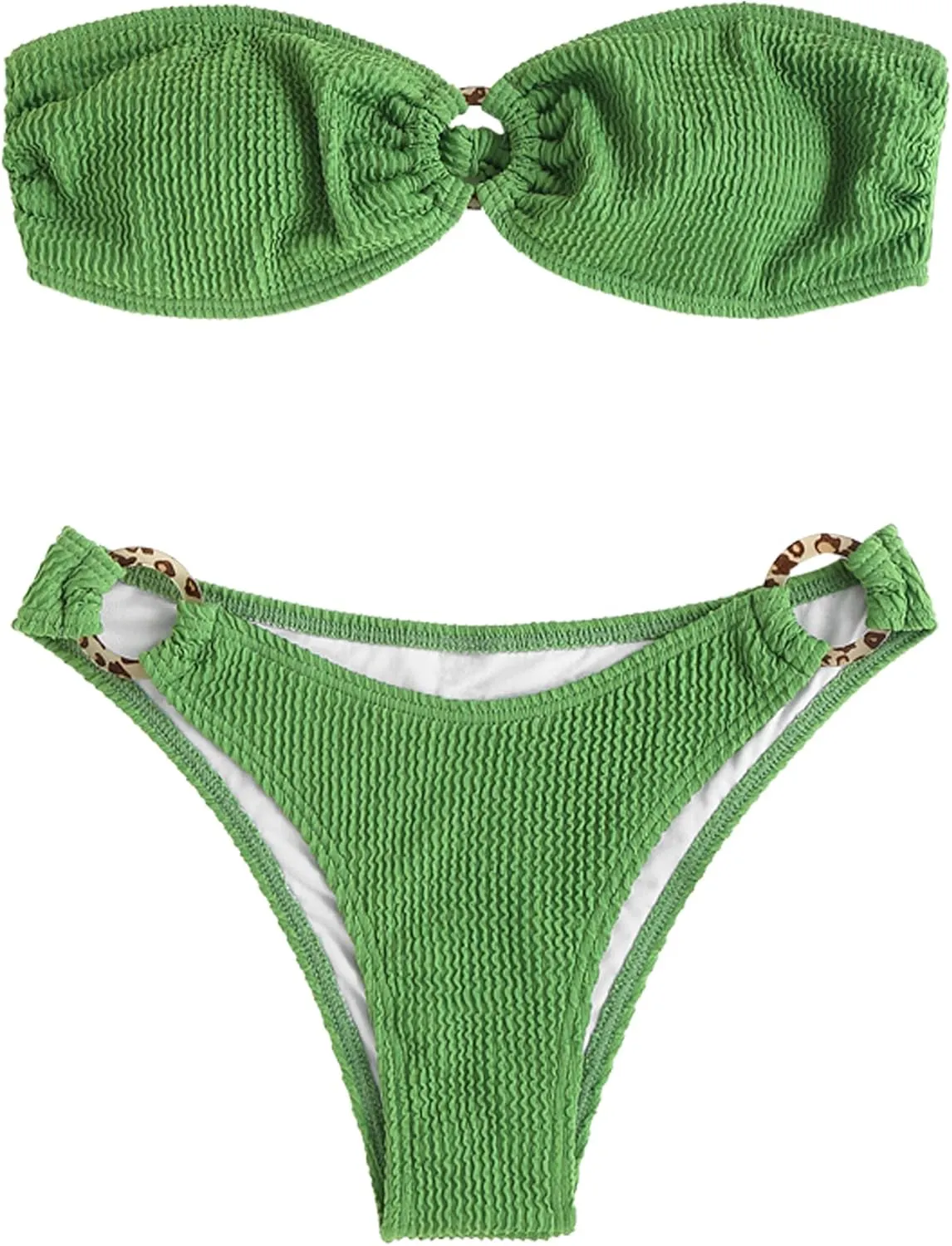 ZAFUL O Ring Bandeau Bikini Sets for Women Sexy Strapless Swimsuits 2 Piece High Cut Bathing Suit