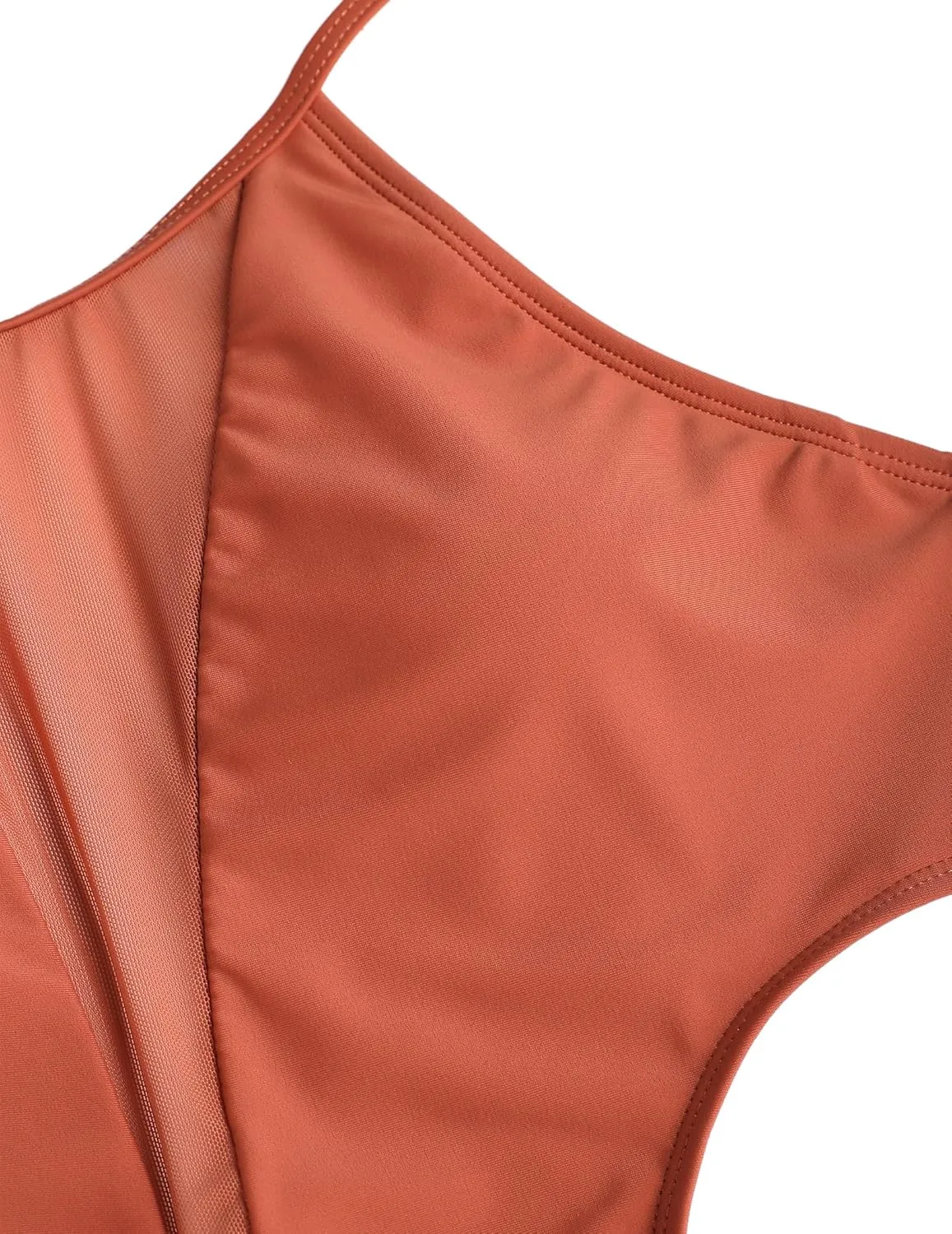 ZAFUL One Piece Swimsuit for Women Halter Neck Cutout Mesh Bathing Suit Sexy Open Back Ruched Drawstring Cheeky Swimwear