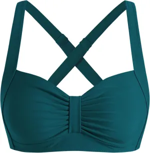 ZAFUL Women Bikini Top Only-Ruched Bra Padded Bathing Suit Top Cross Back Vintage Retro Bathing Suit Tops 2025