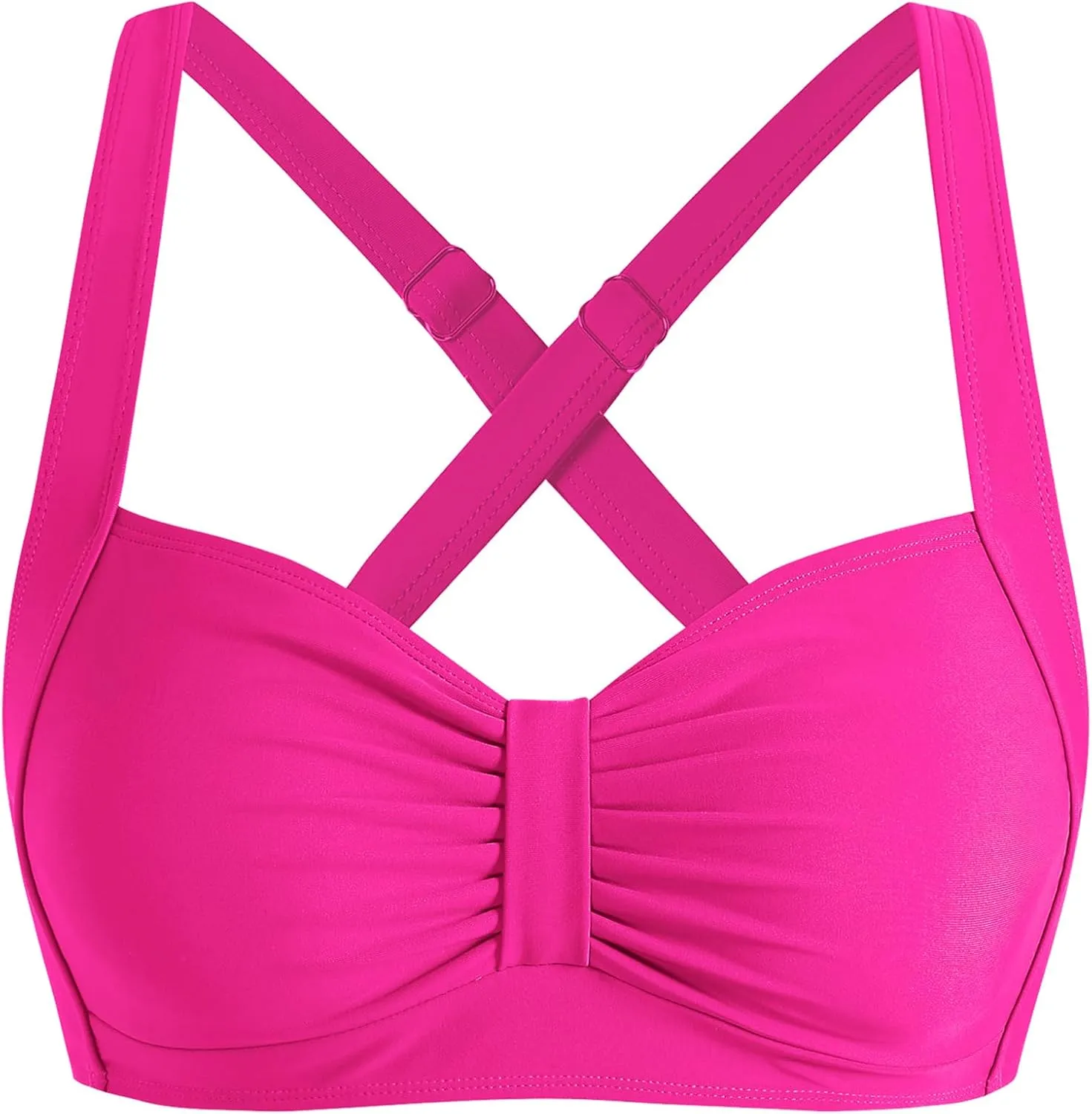 ZAFUL Women Bikini Top Only-Ruched Bra Padded Bathing Suit Top Cross Back Vintage Retro Bathing Suit Tops 2025