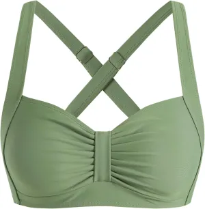 ZAFUL Women Bikini Top Only-Ruched Bra Padded Bathing Suit Top Cross Back Vintage Retro Bathing Suit Tops 2025
