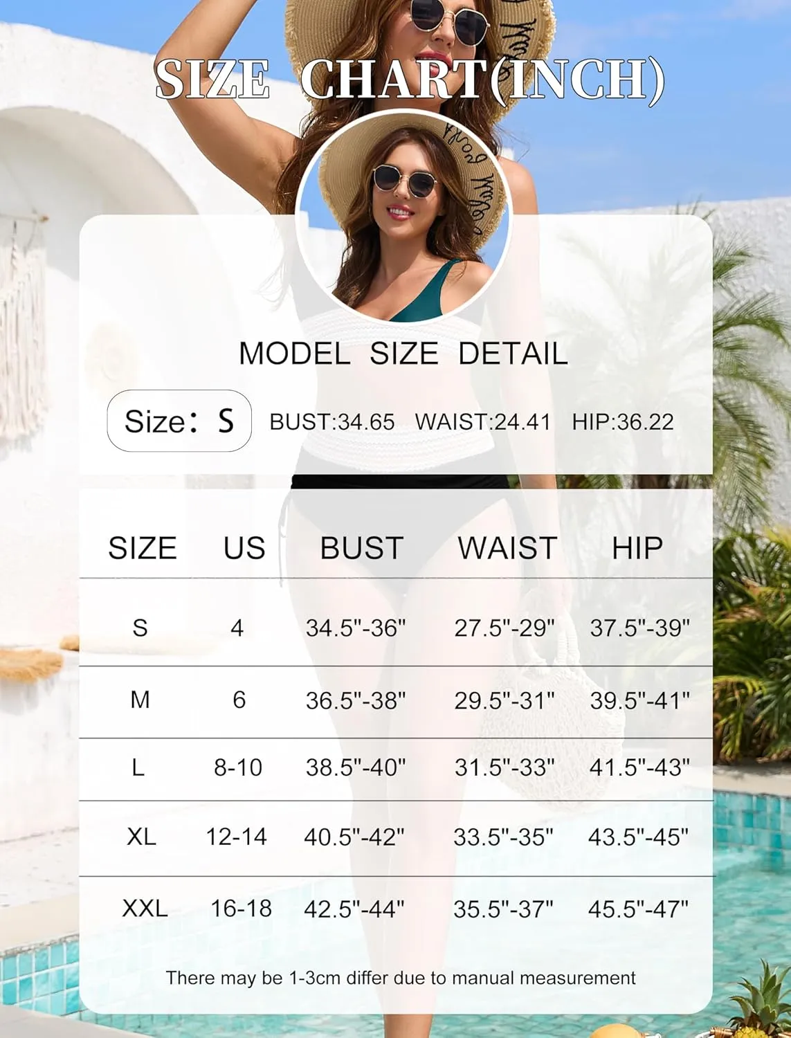 ZAFUL Women High Waisted Bikini Sets Color Block Swimsuit Two Piece Knot Twist Cut Out Drawstring Bathing Suit