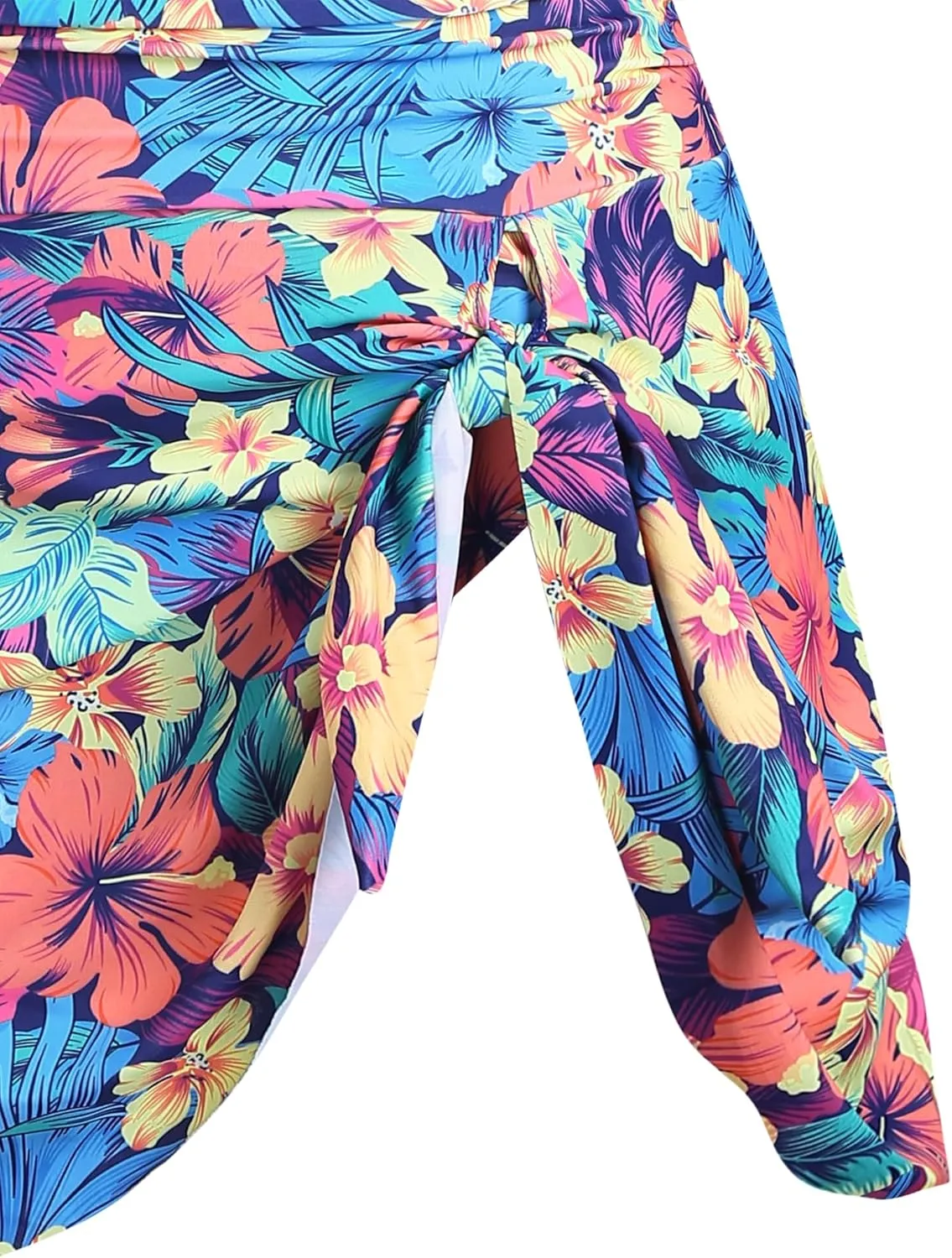 ZAFUL Women One Piece Swimdress Tummy Control Bathing Suit Push Up Swimsuit Modest Swimwear Cutout V Neck Cute Tie Knot Skirt