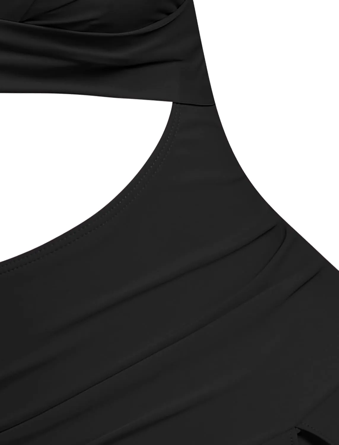ZAFUL Women One Piece Swimdress Tummy Control Bathing Suit Push Up Swimsuit Modest Swimwear Cutout V Neck Cute Tie Knot Skirt