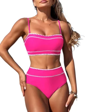 ZAFUL Women's Sexy Bikini Sets 2025 2 Piece Swimwear String Detachable Straps Swimsuit High Waisted Bathing Suits