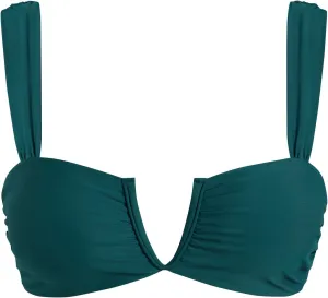 ZAFUL Women's Strapless Bandeau Bikini Top Ribbed V Wired Lace Up Ruffle Tie Swimsuits Bathing Suits Only Top