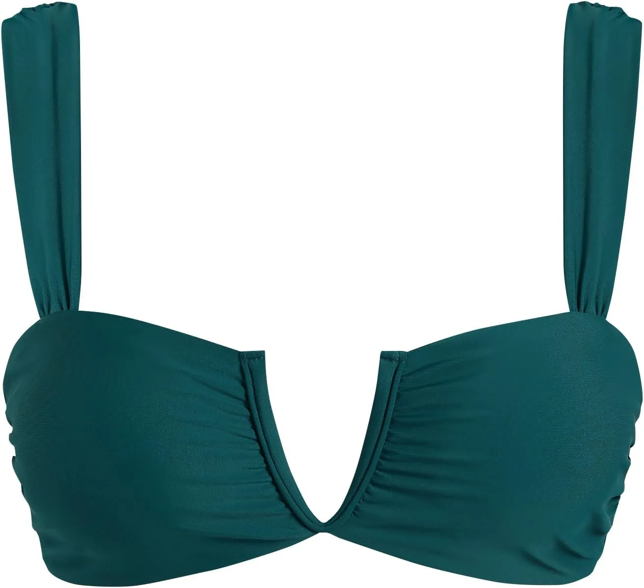 ZAFUL Women's Strapless Bandeau Bikini Top Ribbed V Wired Lace Up Ruffle Tie Swimsuits Bathing Suits Only Top