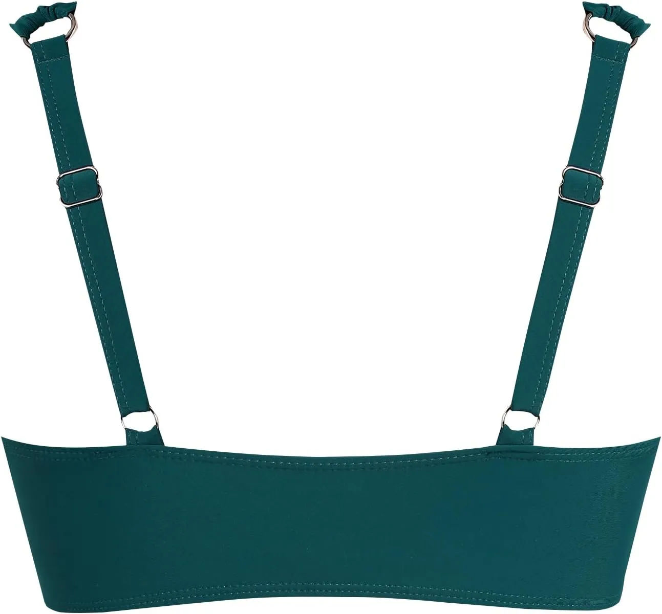 ZAFUL Women's Strapless Bandeau Bikini Top Ribbed V Wired Lace Up Ruffle Tie Swimsuits Bathing Suits Only Top