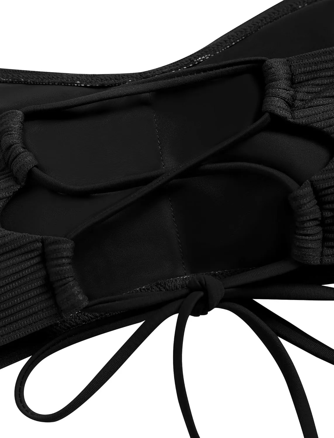 ZAFUL Women's Strapless Twist Bandeau Bikini 2 Piece Swimwear Cheeky Solid Lace up Bathing Suits
