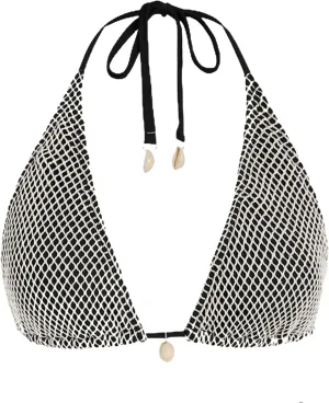 ZAFUL Women's Triangle Bikini Top Multiway Fishnet Tie Back Bandeau Halter String Bikini Swimsuit Bathing Suit