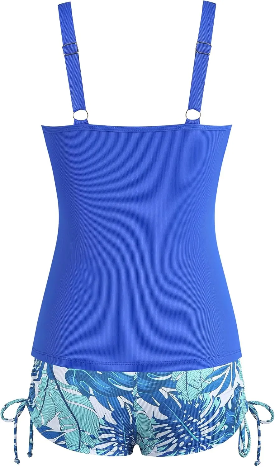 ZAFUL Women's V-Wire Tankini Swimsuits Tummy Control Ruched Top Two Piece Bathing Suits with High Waisted Shorts
