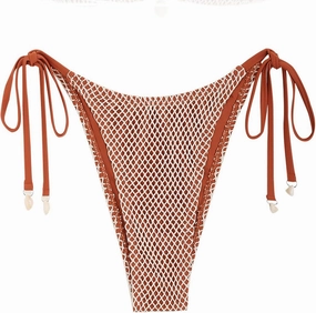 ZAFUL Bikini Bottoms for Women Fishnet Tie Side String Bathing Suit Bottoms Tanga High Cut Swimsuit Bottom