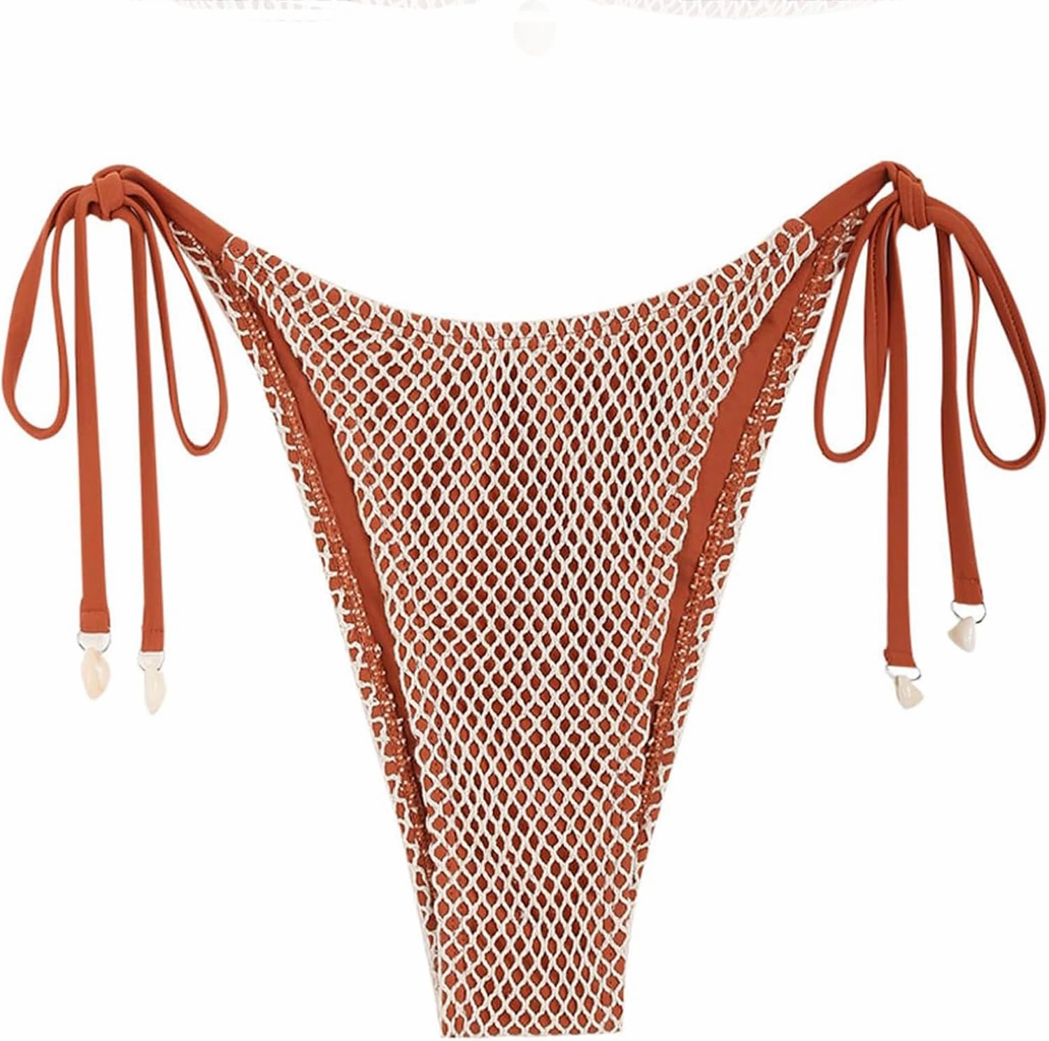 ZAFUL Bikini Bottoms for Women Fishnet Tie Side String Bathing Suit Bottoms Tanga High Cut Swimsuit Bottom