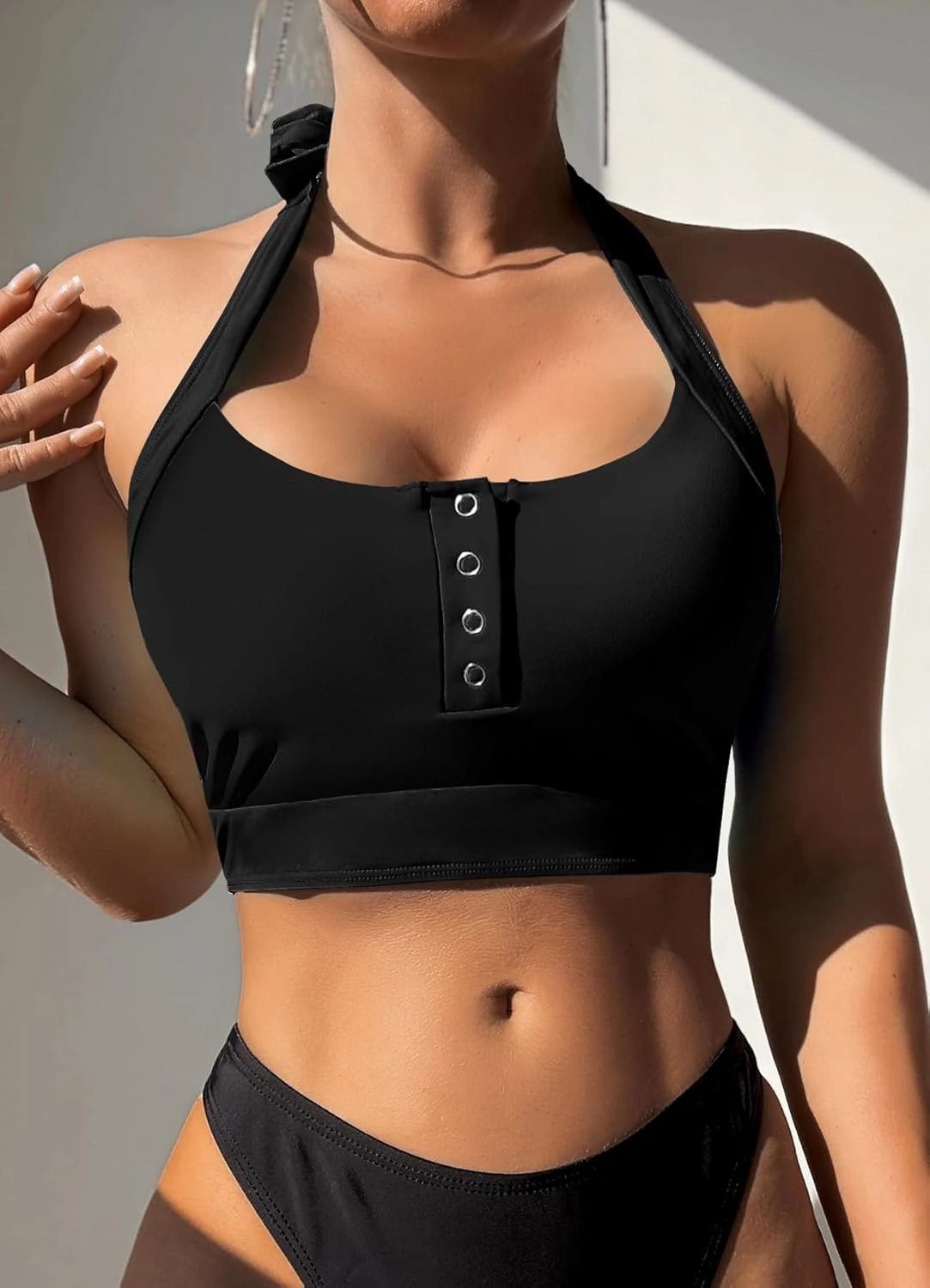 ZAFUL Bikini Tops for Women Twist Front Swimsuit Top Cut Out Bathing Suit Tops