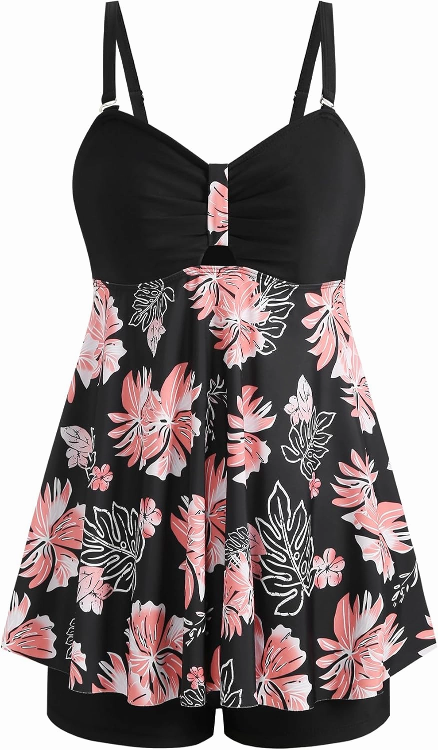 ZAFUL Tankini Swimsuits for Women Tummy Control Two Piece Modest Bathing Suits Floral Skirt Top with Boyshorts