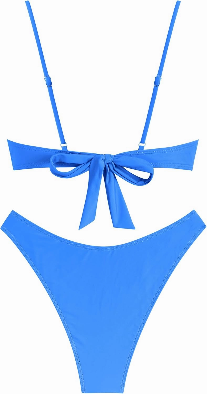 ZAFUL Women High Cut Bikini Sets String Sexy Swimsuit Two Piece Underwire Bathing Suit Brazilian Cheeky Cut Out Cute Swimwear