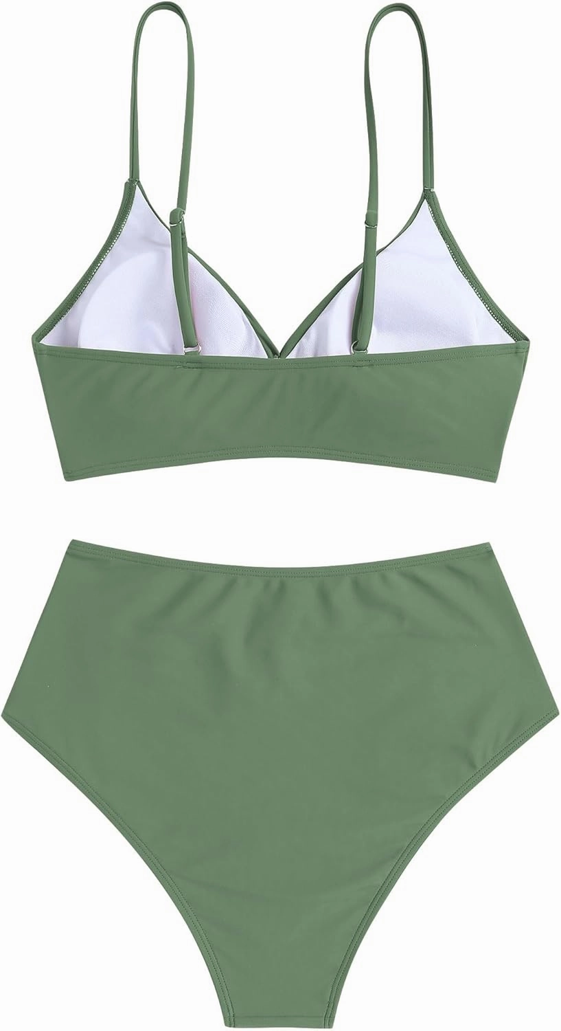 ZAFUL Women High Waisted Bikini Sets Two Piece Swimsuit Push Up Twist Front Ruched Bathing Suit
