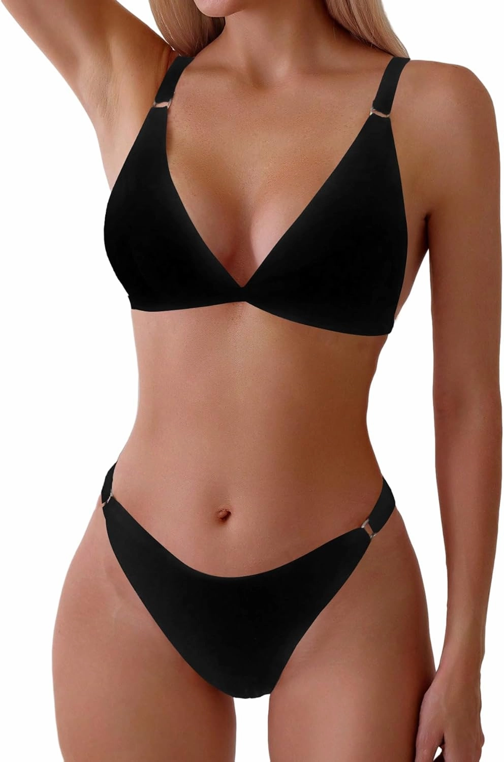 ZAFUL Women's 2 Piece Floral Print Swimsuit Triangle String High Cut Bikini Sets Bathing Suit