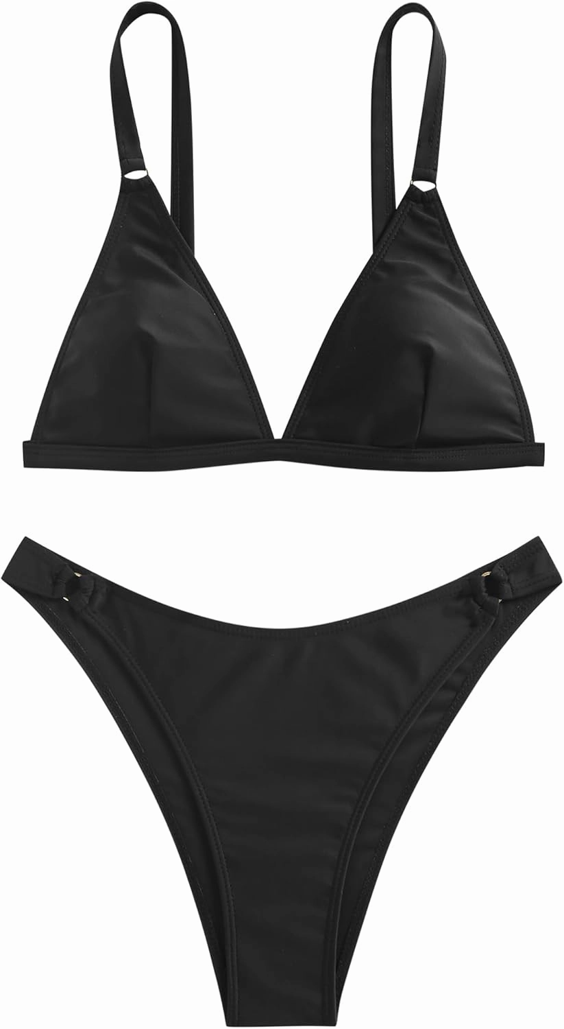 ZAFUL Women's 2 Piece Floral Print Swimsuit Triangle String High Cut Bikini Sets Bathing Suit