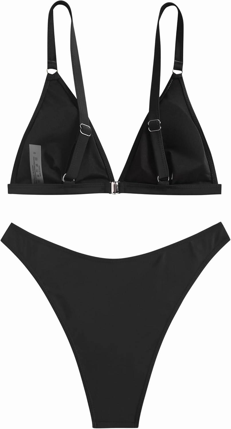 ZAFUL Women's 2 Piece Floral Print Swimsuit Triangle String High Cut Bikini Sets Bathing Suit