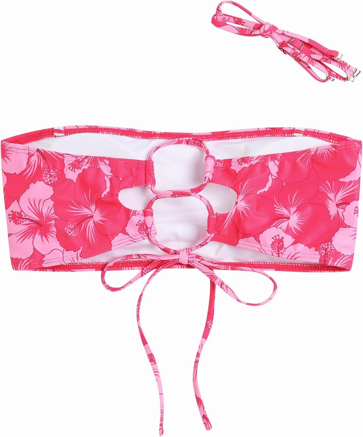 ZAFUL Women's Bandeau Bikini Top Strapless Solid Color Bathing Suit