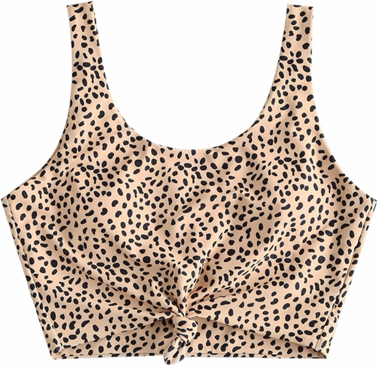ZAFUL Women's Front Knot Bikini Tops Crop Tankini Top Scoop Neck Padded Bathing Suit Tops