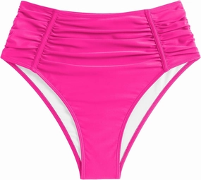ZAFUL Women's High Waisted Bikini Bottom Tummy Control Swim Briefs Ruched Bathing Suit Vintage Tankinis Brief