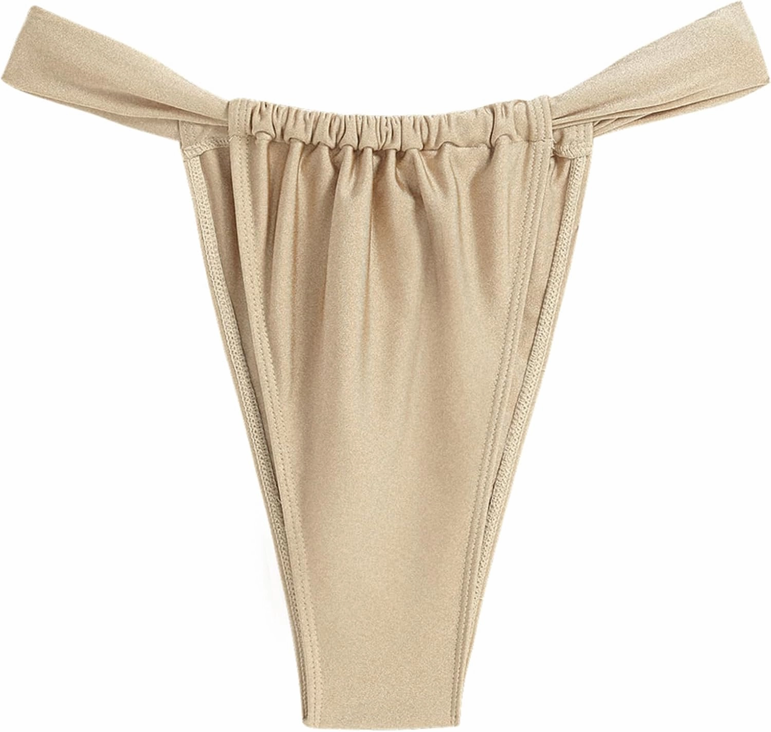 ZAFUL Women's Thong Bikini Bottom Low Waisted High Cut Cheeky Bathing Suit Bottoms with Adjustable Coverage