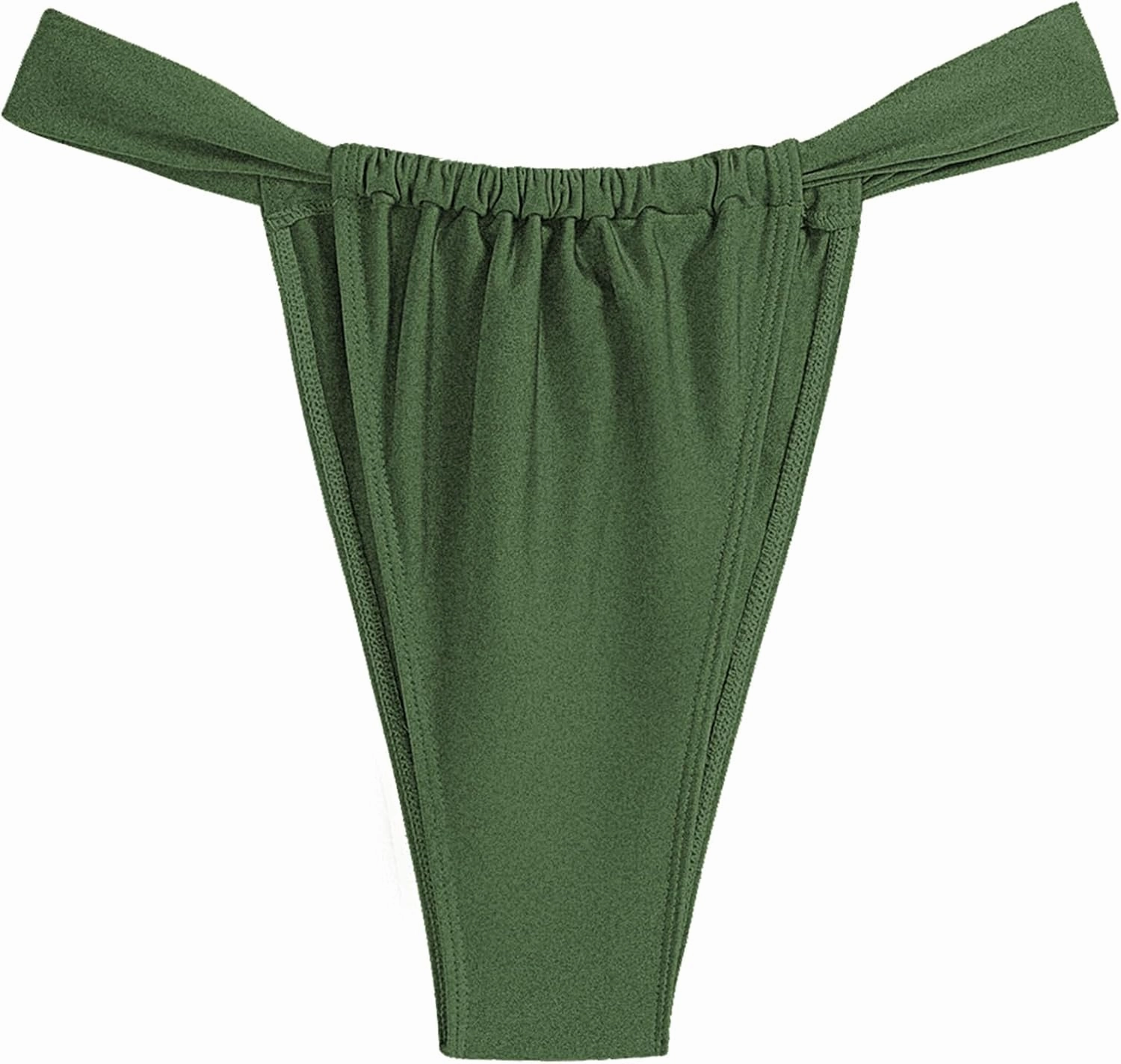 ZAFUL Women's Thong Bikini Bottom Low Waisted High Cut Cheeky Bathing Suit Bottoms with Adjustable Coverage