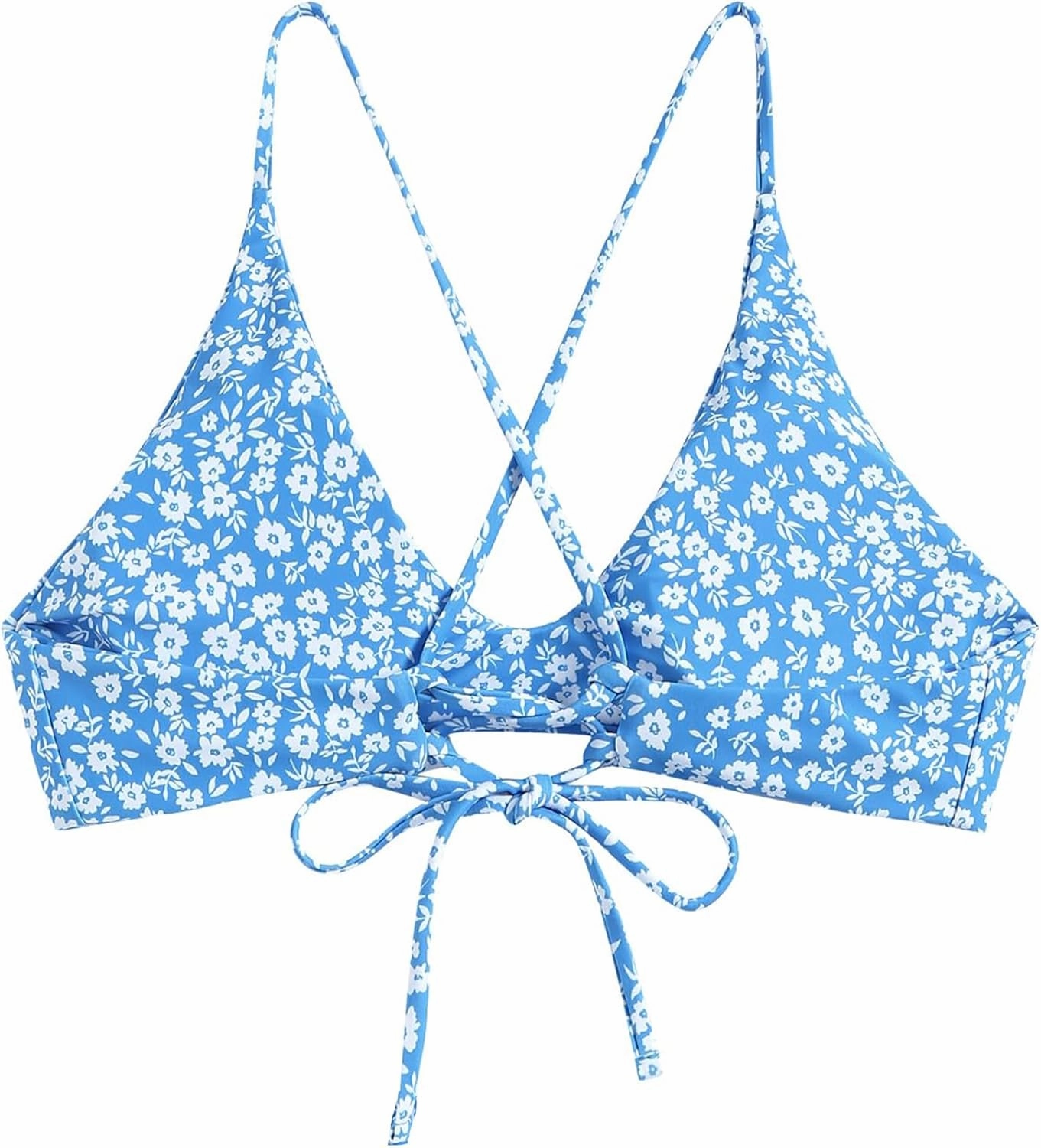 ZAFUL Women's Tie Back Bikini Top Solid Push Up Padded Bralette Swimsuit Bathing Suits Top