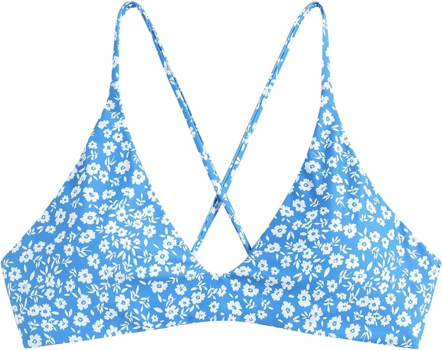 ZAFUL Women's Tie Back Bikini Top Solid Push Up Padded Bralette Swimsuit Bathing Suits Top
