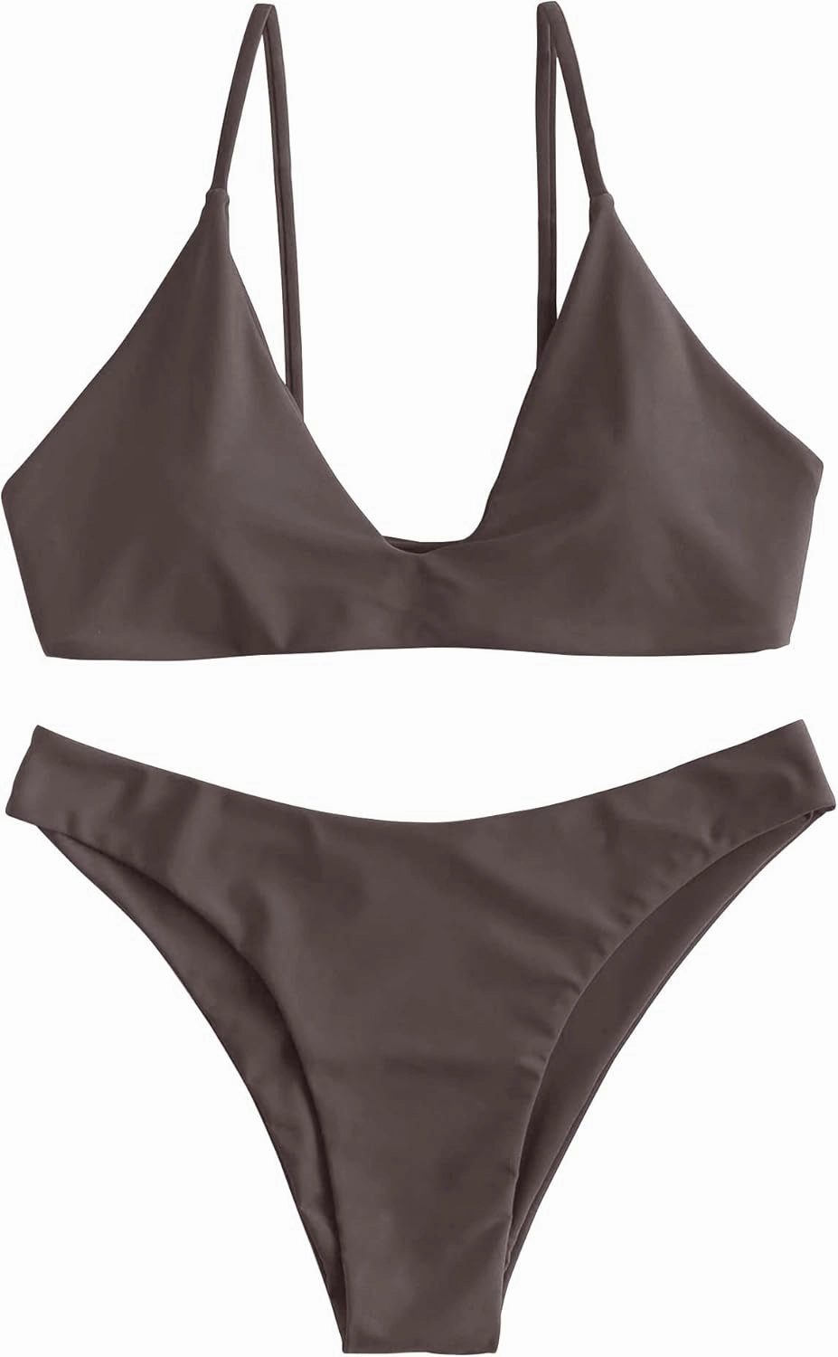 ZAFUL Women's Tie Back Padded High Cut Bralette Bikini Set Two Piece Swimsuit