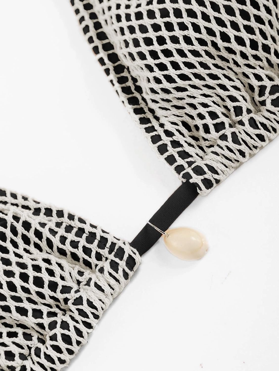 ZAFUL Women's Triangle Bikini Top Multiway Fishnet Tie Back Bandeau Halter String Bikini Swimsuit Bathing Suit