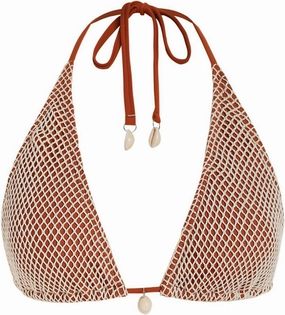 ZAFUL Women's Triangle Bikini Top Multiway Fishnet Tie Back Bandeau Halter String Bikini Swimsuit Bathing Suit