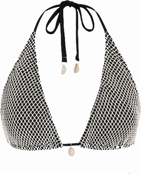 ZAFUL Women's Triangle Bikini Top Multiway Fishnet Tie Back Bandeau Halter String Bikini Swimsuit Bathing Suit