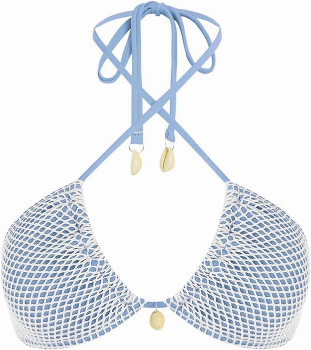 ZAFUL Women's Triangle Bikini Top Multiway Fishnet Tie Back Bandeau Halter String Bikini Swimsuit Bathing Suit