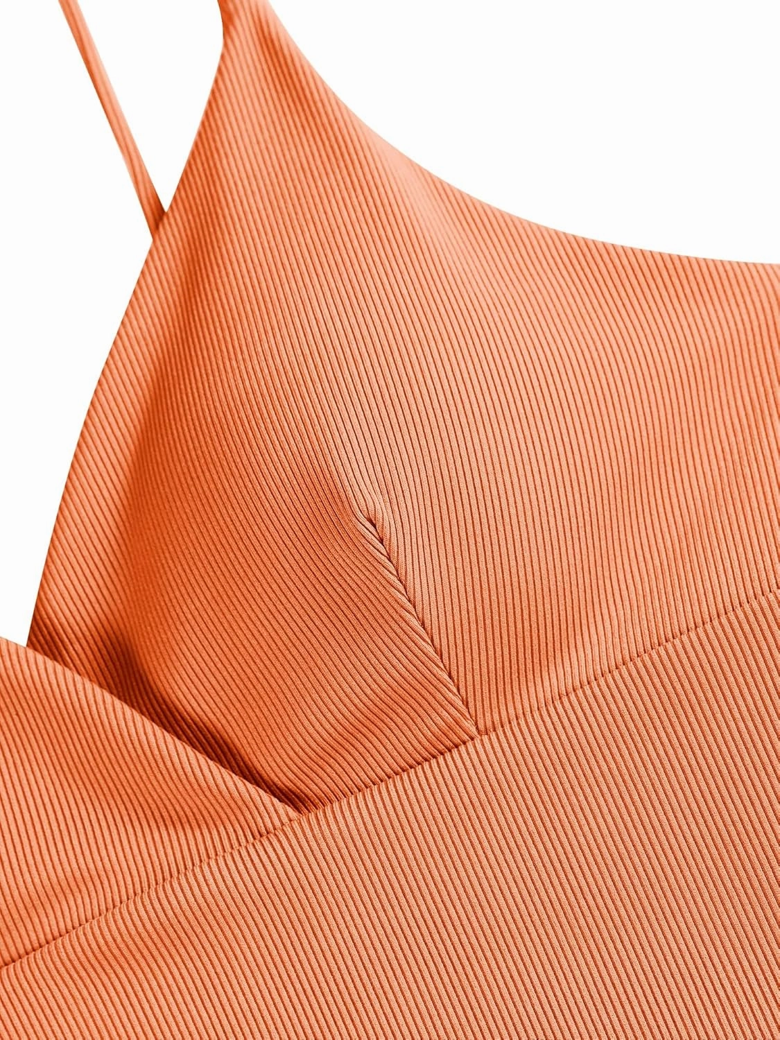 ZAFUL Women's V Neck Tankini Top Ribbed Adjustable Spaghetti Straps Bikini Top Bathing Suit Swim Tops
